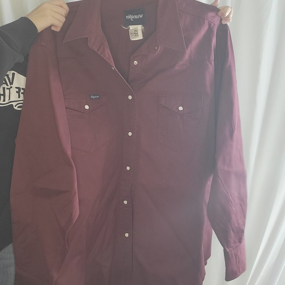 Vintage Wrangler Burgundy xxl mens pearl snap long sleeve dress shirt